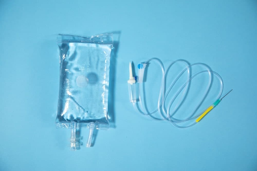 IV Bag On A Blue Background